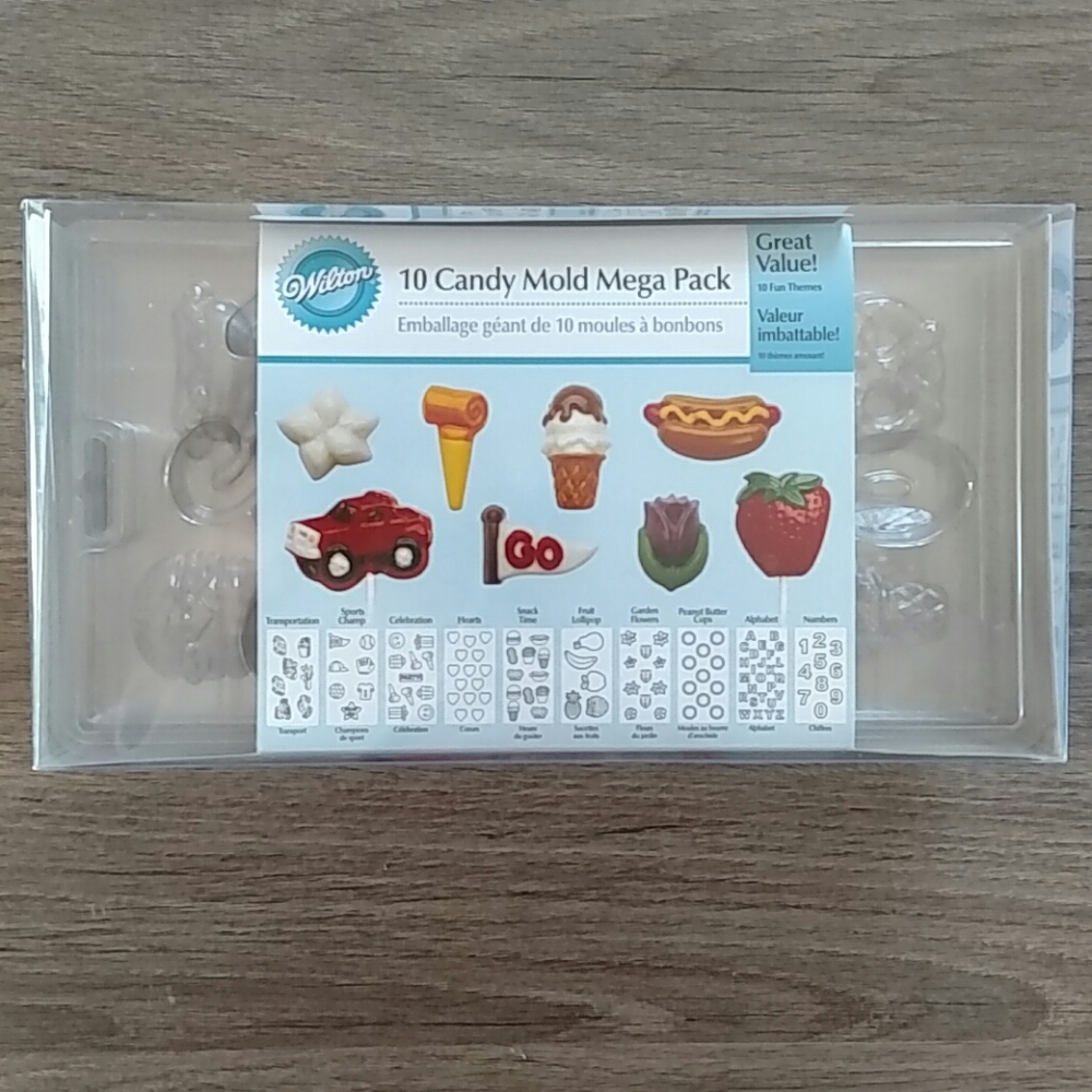 Wilton 10 Candy Mold Mega Pack Sports Food Flowers